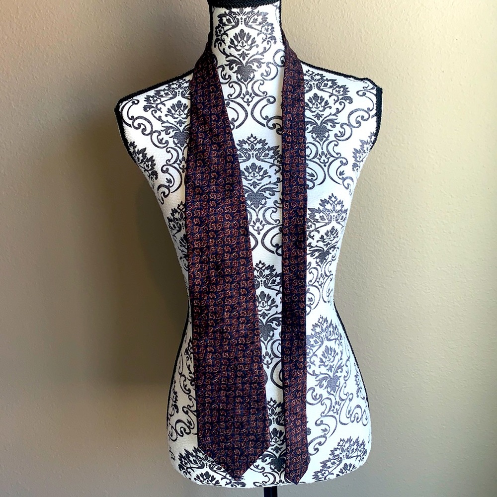 Isaac Zelcer 100% Silk Navy & Brown Textured Tie *2 for $5*